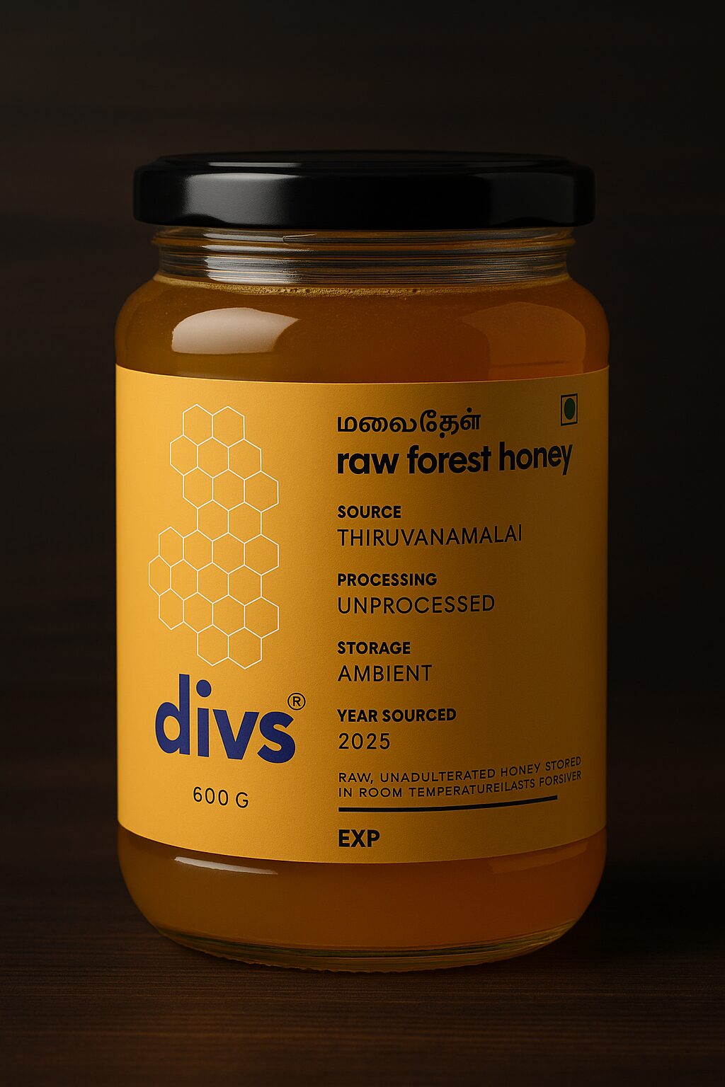 pure honey unprocessed Divs Raw Forest Honey – 500g (Pure & Unprocessed) - Image 1